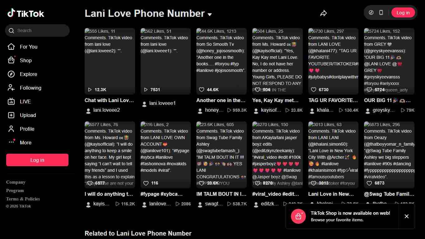 Lani Love Phone Number TikTok