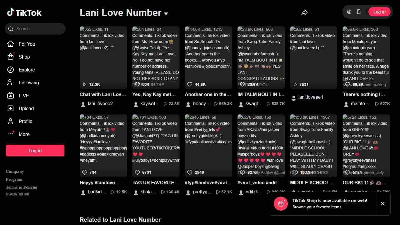 Lani Love Number TikTok