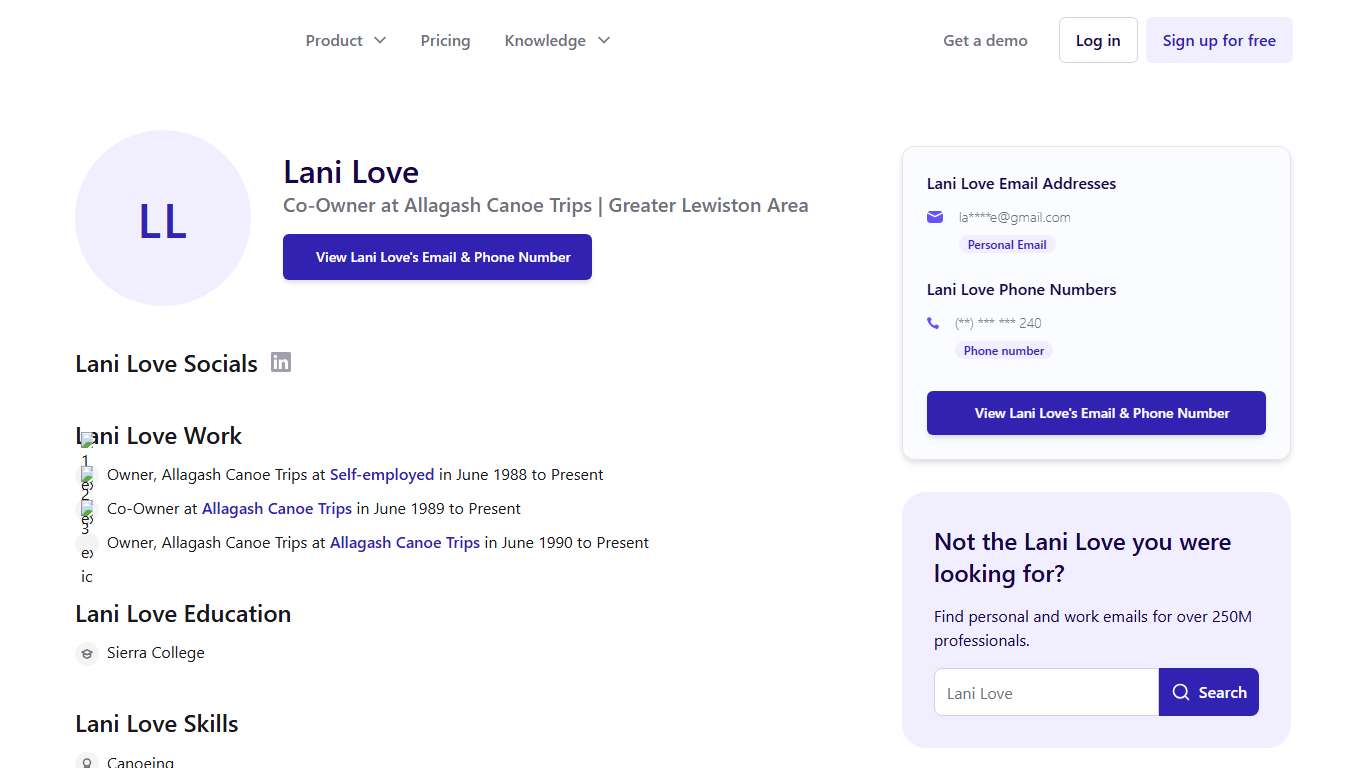 Lani Love Email & Phone Number Allagash Canoe Trips - ContactOut